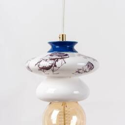 Handmade Ceramic Pendant Lamp Artistic Clay Light With Prints - thumbnail 2