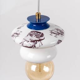 Handmade Ceramic Pendant Lamp Artistic Clay Light With Prints - thumbnail 3