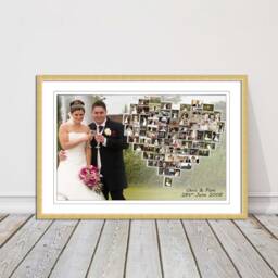 Wedding Photo Collage Canvas - Main Image With Supporting Pictures Custom Couple Wall Art Personalised Anniversary Gift - thumbnail 2