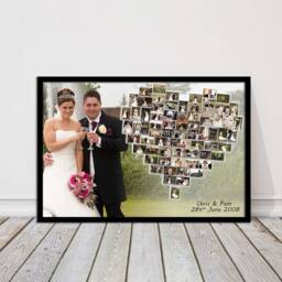 Wedding Photo Collage Canvas - Main Image With Supporting Pictures Custom Couple Wall Art Personalised Anniversary Gift - thumbnail 1