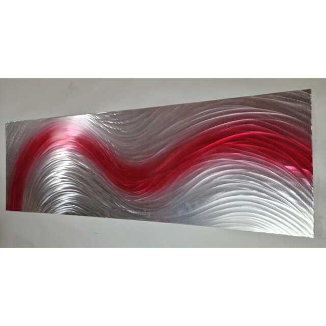 Trickle. Modern Abstract Metal Wall Art, Red & Silver, Indoor/Outdoor Decor - image 1