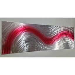 Trickle. Modern Abstract Metal Wall Art, Red & Silver, Indoor/Outdoor Decor - thumbnail 2