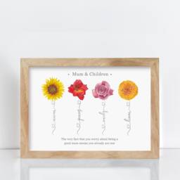 Mum & Children Personalised Flower Print - Mother & Kids Personalized Art - thumbnail 1