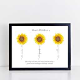 Mum & Children Personalised Flower Print - Mother & Kids Personalized Art - thumbnail 2