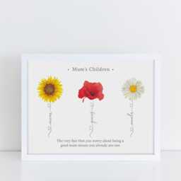 Mum & Children Personalised Flower Print - Mother & Kids Personalized Art - thumbnail 3