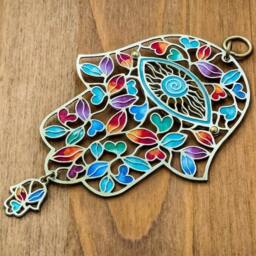 Colorful Hamsa Wall Art - Jewish Home Decor, Made in Israel - thumbnail 2