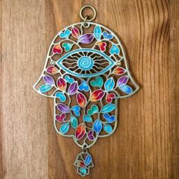 Colorful Hamsa Wall Art - Jewish Home Decor, Made in Israel - thumbnail 1