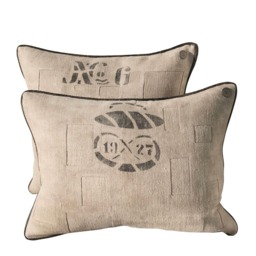 Antique German Grain Sack Pillow From 1927 - 23 X 17 - thumbnail 3