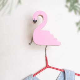 Pink Bird Nursery Wall Decor Hooks, Woodland Art For Or Children Playroom, Wooden Hooks Girls/Clothing Rack - thumbnail 1
