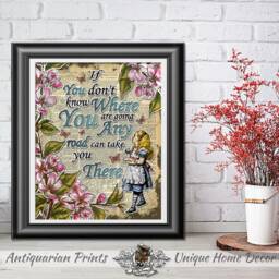 Wall Art Print Alice in Wonderland - Set Of 5 Decor On Antique Dictionary Book Pages Nursery Gift Wedding Farmhouse - thumbnail 3