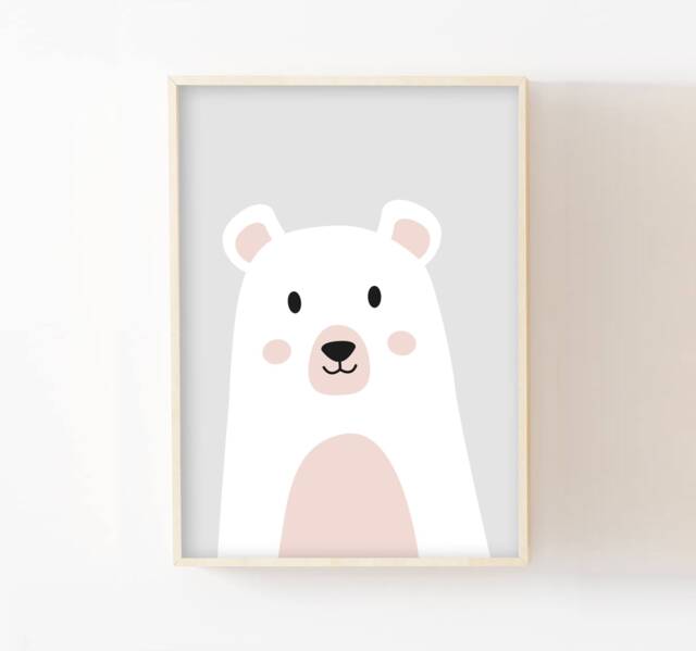 Personalized Bear Poster For Children's Room Decoration, Baby Teddy Wall Poster, Forest Animals, Shower Gift - image 1