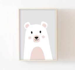 Personalized Bear Poster For Children's Room Decoration, Baby Teddy Wall Poster, Forest Animals, Shower Gift - thumbnail 1