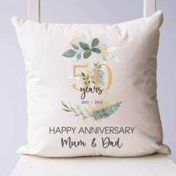 Personalised 50Th Anniversary Cushion, 50 Year Wedding Gift, Golden Ruby Keepsake - thumbnail 2