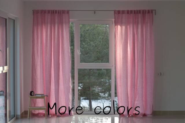 100% Organic Linen Curtain. Stonewashed Window Panel. Curtains With Hidden Tab. Curtain - image 1