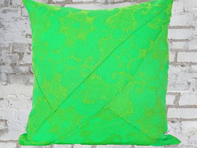 Mod Style Throw Pillow Case Green Fairy, Green Jacquard Retro Cushion Cover, Mid-Century Vintage Fabric, Pop Art Modernist Industrial Design - image 1