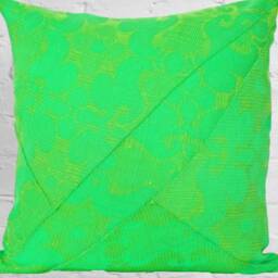 Mod Style Throw Pillow Case Green Fairy, Green Jacquard Retro Cushion Cover, Mid-Century Vintage Fabric, Pop Art Modernist Industrial Design - thumbnail 2