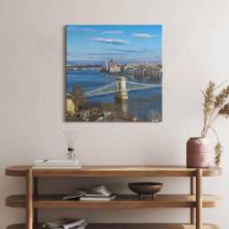 Bridge in Budapest Canvas, Wall Art Picture, Blue Decoration, Travel Canvas - thumbnail 3