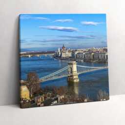 Bridge in Budapest Canvas, Wall Art Picture, Blue Decoration, Travel Canvas - thumbnail 2