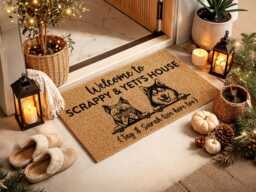 Funny Welcome Mat - Personalized Pet House Doormat Unique Peering Breed Art - thumbnail 1
