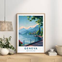 Geneva Travel Print - Poster Swiss Lake Retro - thumbnail 3