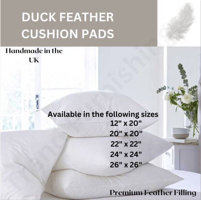 "Duck Feather Cushions Pads Inners Inserts Hotel Quality Cushion Fillers Scatter Sizes 12x20"", 20"", 22"", 24" - image 1