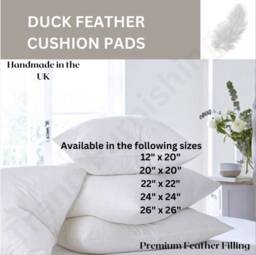 "Duck Feather Cushions Pads Inners Inserts Hotel Quality Cushion Fillers Scatter Sizes 12x20"", 20"", 22"", 24"