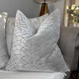 Decorative Cushion Cover, Art Deco Design Pillow Sofa Bed Silver Double Sided - Designer Velvet Fabric