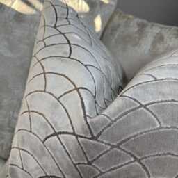 Decorative Cushion Cover, Art Deco Design Pillow Sofa Bed Silver Double Sided - Designer Velvet Fabric - thumbnail 4