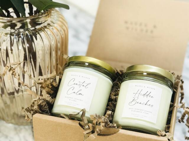 Candle Duo Gift Box. Handcrafted Soy Wax Candles. Thank You Teacher Gift. Made in Cornwall - image 1