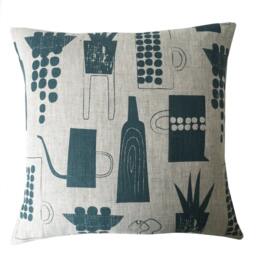 Botanics & Ceramics Cushion On Natural Linen - thumbnail 3
