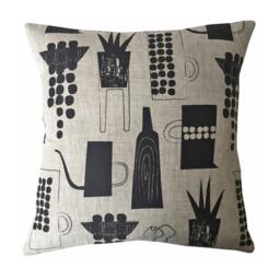 Botanics & Ceramics Cushion On Natural Linen - thumbnail 2
