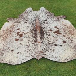 Unique Speckled Brown Cowhide Rug, Spotted Real Cow Skin Large Brindle Area Rug For Living Room, Bedroom Aesthetic Upholstery - thumbnail 2