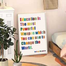 Inspirational Education Quote Art Canvas Poster, School Wall Art, Typography Aesthetic Decor, Retro Home Printed Gift - thumbnail 3