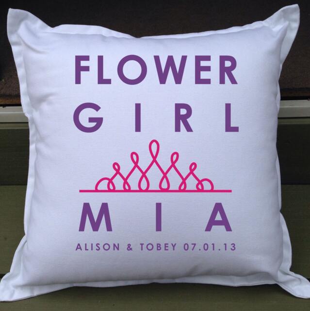 Personalised Flower Girl Pillow, Gorgeous Gift For Asking Your Bridal Party. You Choose The Colour Scheme - image 1