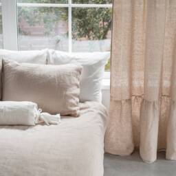 Linen Curtains With Ruffles/Rod Pocket Linen Curtain Panel Ruffles Rustic Blinds Washed Ruffled Drapes Home Refresh - thumbnail 3