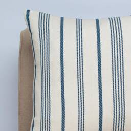 Mykonos Striped Cushion. Nautical Stripes in Marine Blue & White. Beachut, Yacht & Seaside Home Accessory. 17x17 - thumbnail 3