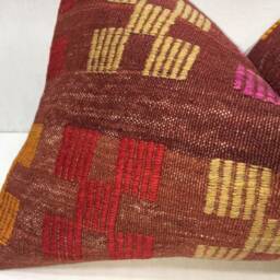 Vintage Turkish Kilim Pillow Cover, Handwoven Accent Cushion - 16x24 - thumbnail 3