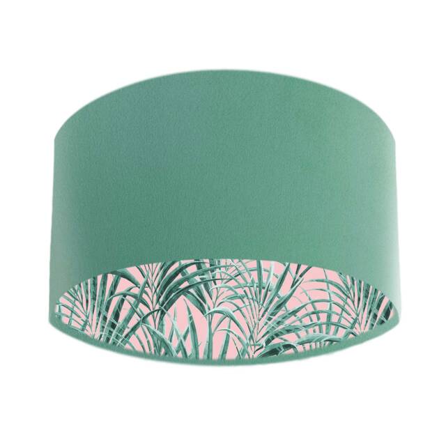 Mint Green Velvet Lampshade With Palms Delight Lining, Ceiling - image 1