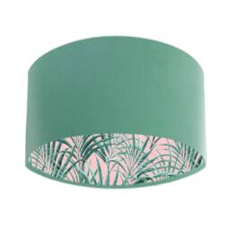 Mint Green Velvet Lampshade With Palms Delight Lining, Ceiling