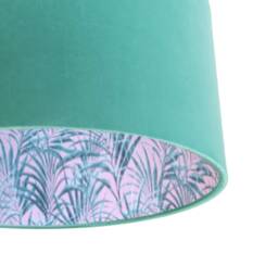 Mint Green Velvet Lampshade With Palms Delight Lining, Ceiling - thumbnail 3