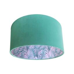 Mint Green Velvet Lampshade With Palms Delight Lining, Ceiling - thumbnail 2