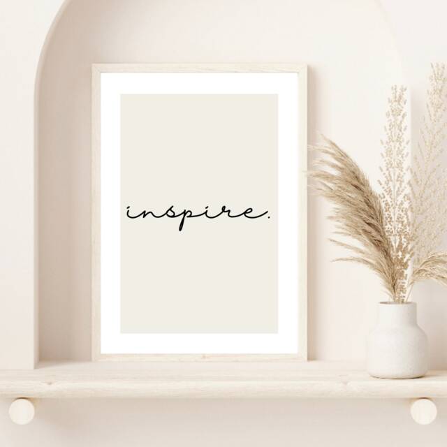 Inspire Print - Poster Wall Art Home Decor Typography Quote Inspirational Quotes Beige - image 1