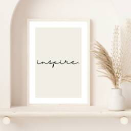 Inspire Print - Poster Wall Art Home Decor Typography Quote Inspirational Quotes Beige - thumbnail 1