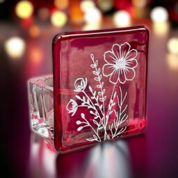 Fused Glass Cosmos Tealight Holder October Birth Flower Gift - thumbnail 2