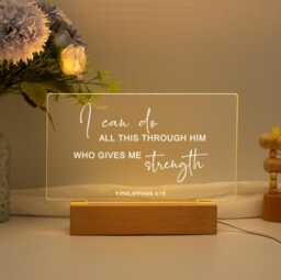 Personalized Bible Verse Led Light, Custom Favorite Gift, Christian Home Decor With Scripture, Based Religious Gift