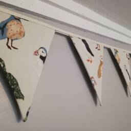 Puffin Fabric Bunting, Gorgeous Coloured Puffins On Grey Background, 10 Flags, Approx 2.5 Metres - thumbnail 2