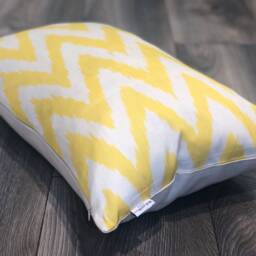 Silk Ikat Pillow Cover Zigzag Yellow - Statement Cushion For Home Decor - thumbnail 2