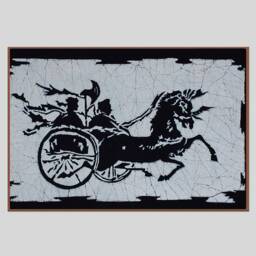 Warrior Horse Carriage Batik Wall Hanging Decor Hmong Fabric Textiles Tapestry Black White Dyeing Art Housewarming Gift For Home - Ethnic - thumbnail 1