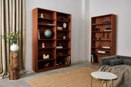 Bookcase, Bookshelf Made Of Oak Vaneer - Teak Colour Livlo T-R07 - thumbnail 1
