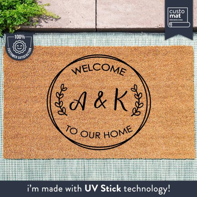 Personalized Welcome To Our Home With Initials Door Mat - Couples Gifts Housewarming Gift Newly Weds Decor Custom Coir Doormat - image 1